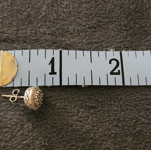 Diamond Halo Cluster Stud Earrings (1/10 ct. t.w.) in Sterling Silver New Macy's - Picture 7 of 9